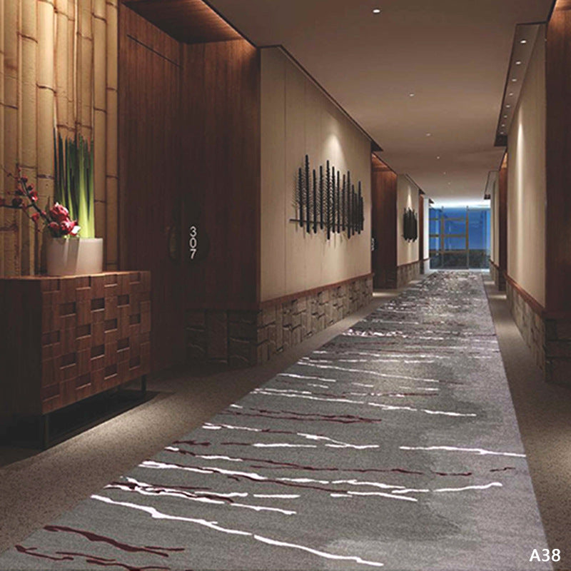 Custom hotel carpet for hallways and aisles, hotel guest room bedside rug, thickened nylon b1 flame retardant full coverage floor mat