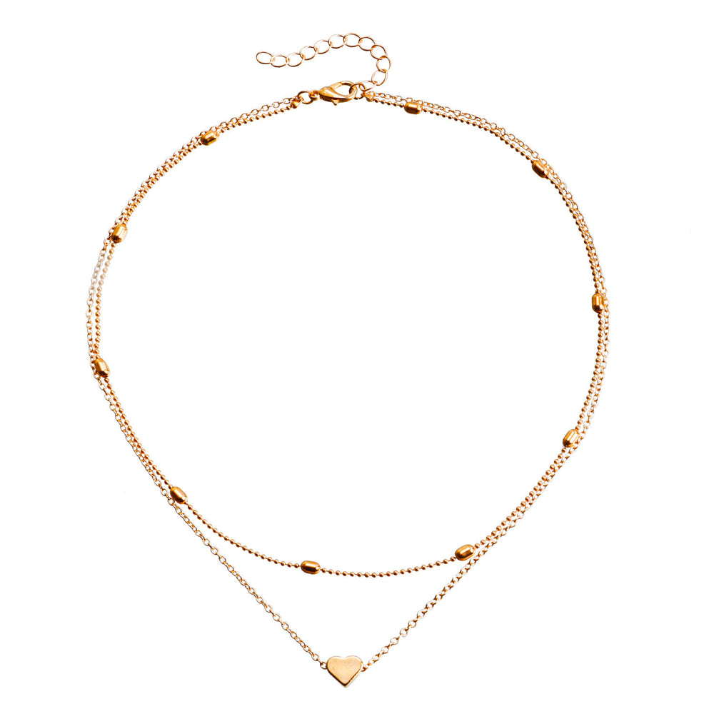 European and american cross-border jewelry: minimalist heart layered choker necklace - trendy, versatile, and chic heart pendant necklace for women