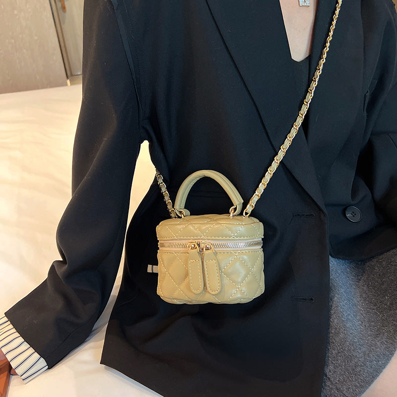 2025 new mini chain box bag fashionable versatile sweet handbag bag diamond embroidered thread shoulder messenger bag