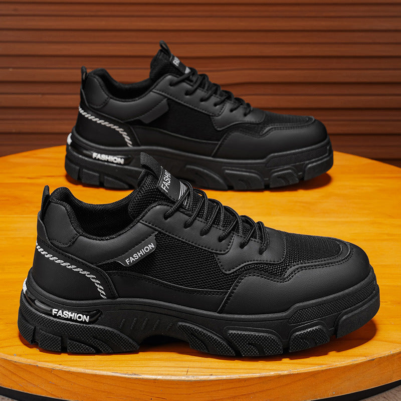 Workwear sneakers men's 2026new arrivalspring mesh breathable mencasual shoes men's thick soleboots men's shoes