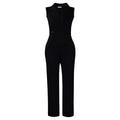 C8653 cross-border e-commerce summer fashion solid color sleeveless blazer collar tie wide leg pants african jumpsuit