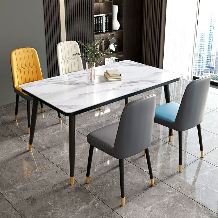 Nordic light luxury dining table and chair set, minimalist dining table for home, small apartment dining table, rectangular dining table for 4 or 6 people