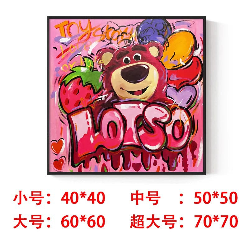 Strawberry bear decorative painting cute trend lotso Stitch pendulum painting hanging painting living room bedroom wall painting