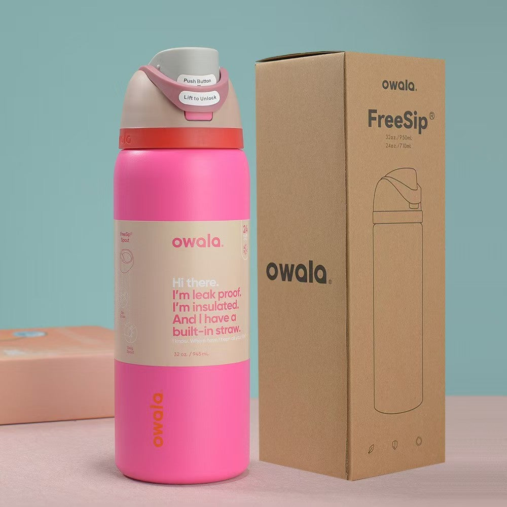 Amazon owala fruit cup large capacity 304 stainless steel vacuum thermos cup portable satchel sports water cup