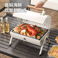 Small portable outdoor bbq grill with collapsible chimney, charcoal camping bbq grill for outdoor cooking and barbecuing