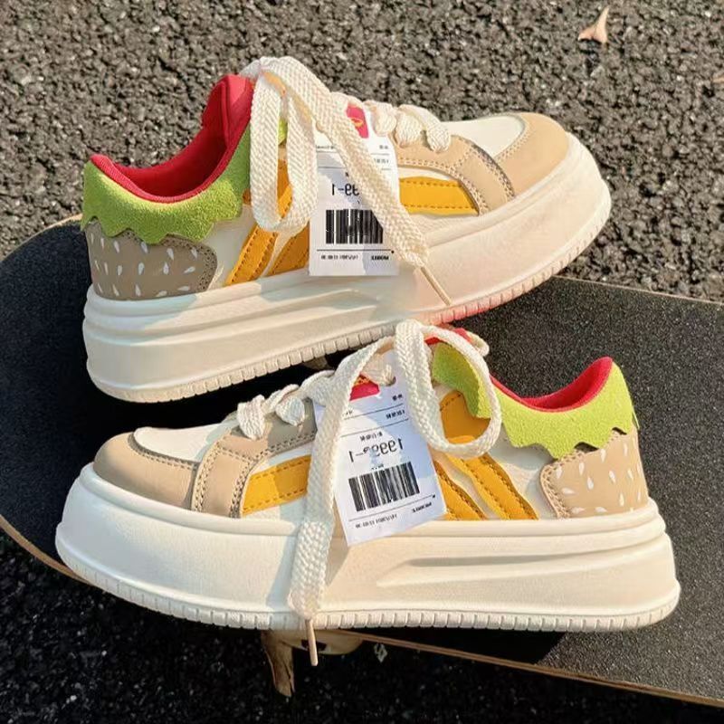 Kids chunky sole bread shoes girls' versatile flats unique white sneakers girls' spring new arrivals children's casual shoes