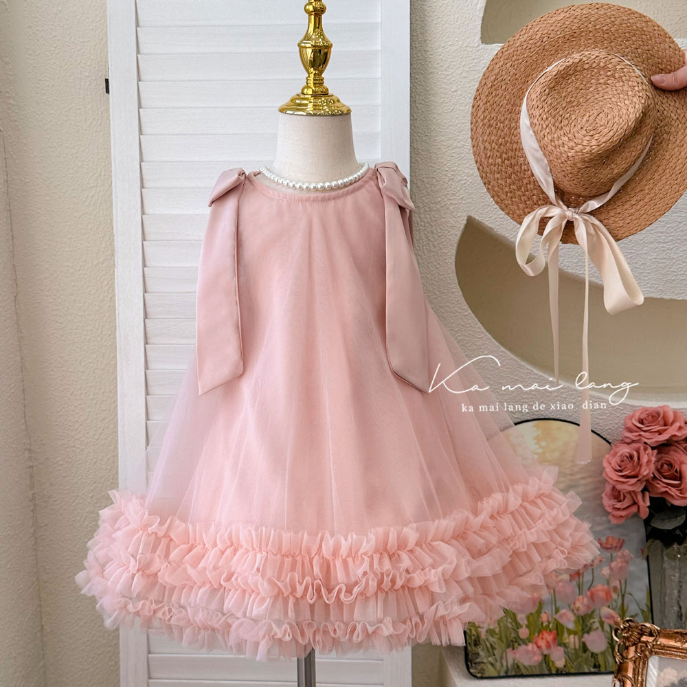 Girls' summer dress  new style chic fashion baby girl swallowtail princess dress first birthday party dress