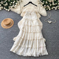 French riviera style sleeveless dress - women's summer korean ruffle trim ladylike cake dress - slimming elegant maxi dress