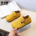 Vancahao niche style design girl cut out birkenstock shoes spring & fallnew arrivalk-stylekids small leather shoes doudou shoes