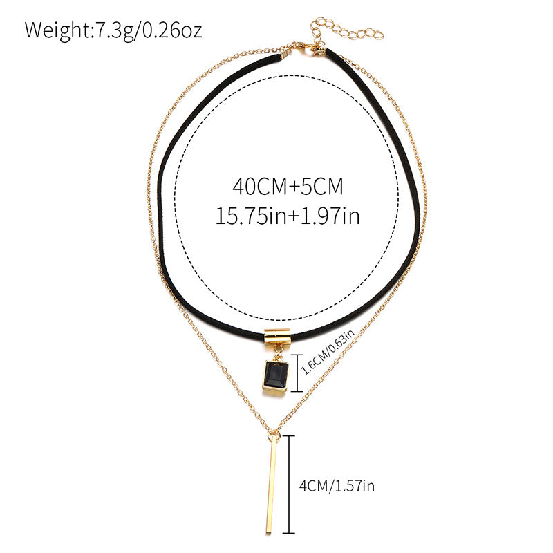 Sugar cube diamond clavicle chain wholesale fashion cross-border jewelry exaggerated alloy necklace women's asymmetrical sweater chain accessories