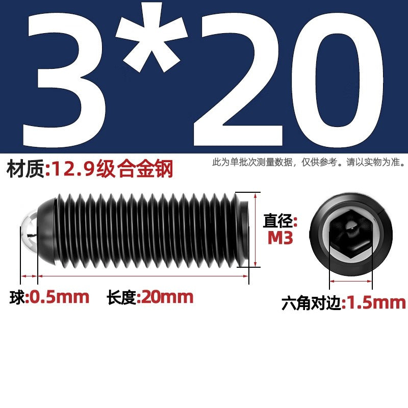 304 stainless steel/12.9 grade wave ball screw steel ball fastening spring ball head spring plunger ball glass positioning ball