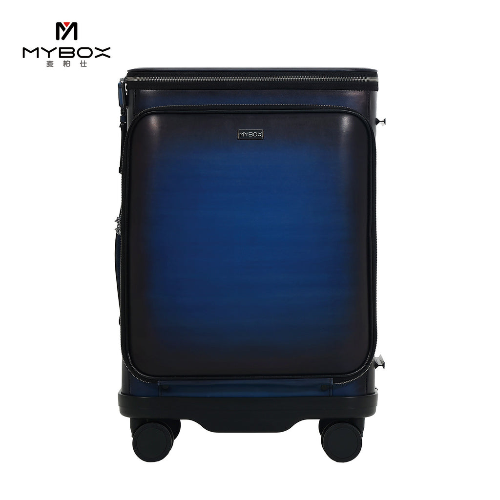 mybox all-animal cowhide trolley case 24-inch universal wheel business large-capacity combination lock suitcase black