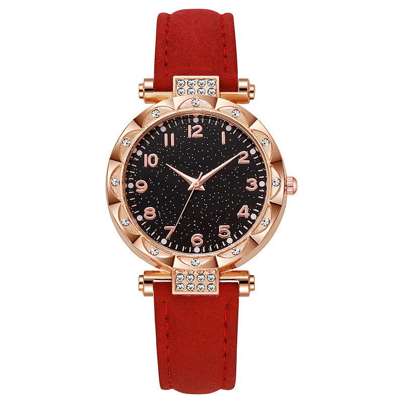 Women's faux leather strap digital luminous quartz watch - simple fashion wristwatch for students