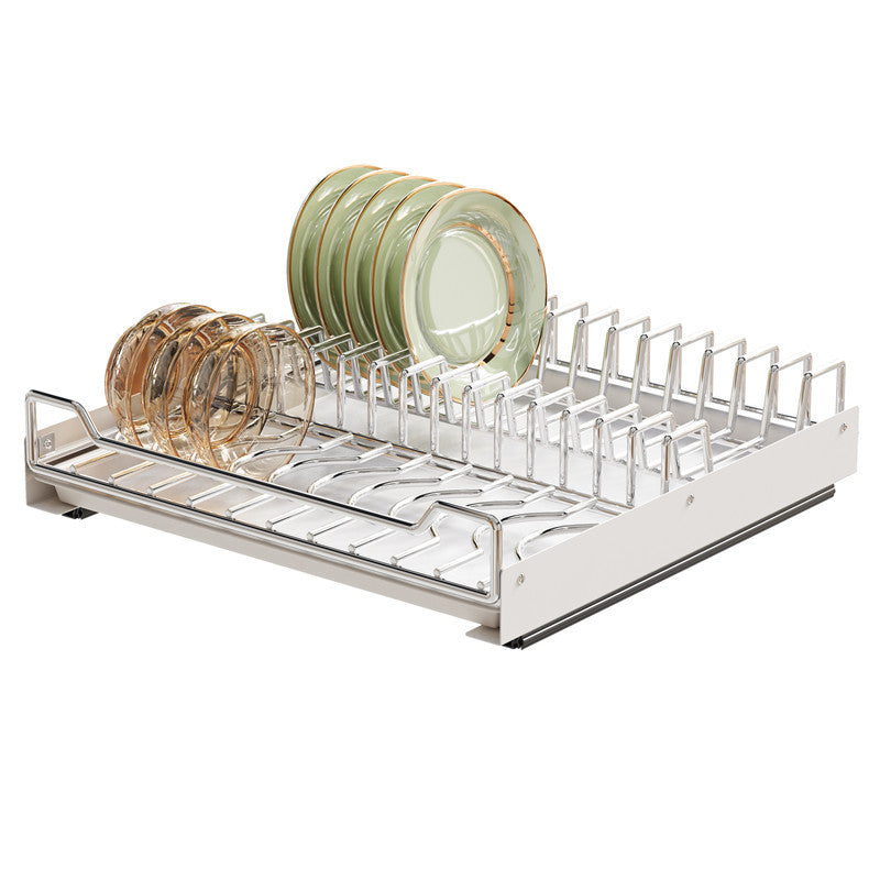 Pull-out Dishes Storage Rack Drain Bowl Rack Kitchen Multifunctional Cabinet Pull Basket Built-in Drawer Dishes Integrated Bowl Basket
