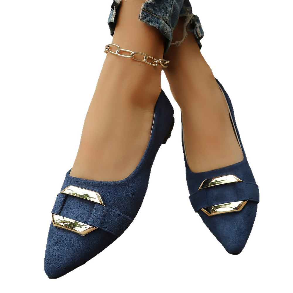 plus size square buckle flats shoes flats women's flats soft bottom metal plaid work shoes work flats women's shoes