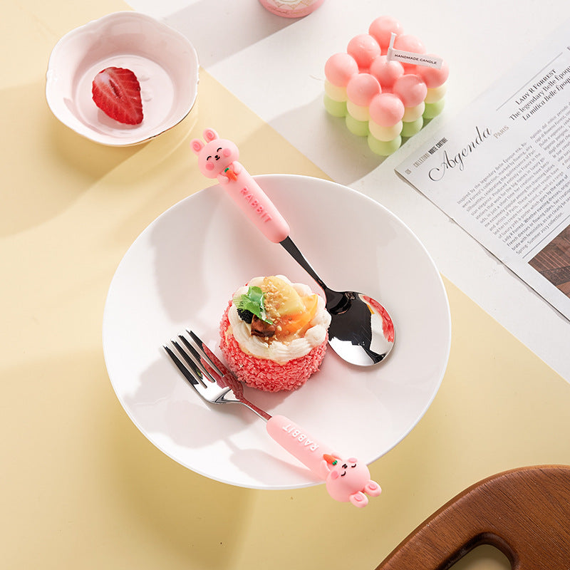 High-style, detachable, anti-scald handle fork and spoon set. cartoon design, perfect for kids' mealtimes. includes a fork, spoon, and soup spoon. wholesale options available for home use