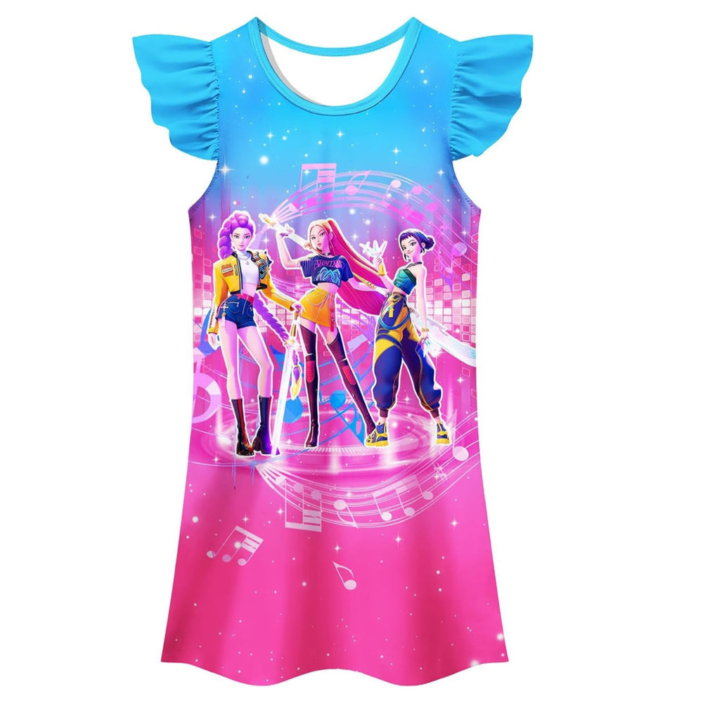 5-14y kpop witcher girls' flying sleeve nightgown casual home skirt outing wear