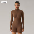 European and american zipper long sleeve bodysuit fitness activewear sexy tight peach butt yoga suit women dlt003