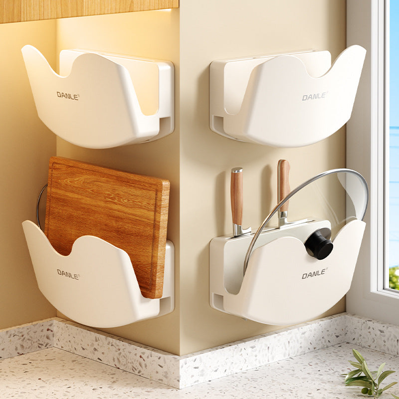 Pot lid rack Wall-mounted non-punching kitchen cutting board cutting board bracket knives integrated wall storage rack