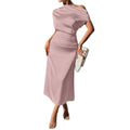European and american cross-border  spring/summer women's pleated off-the-shoulder maxi dress