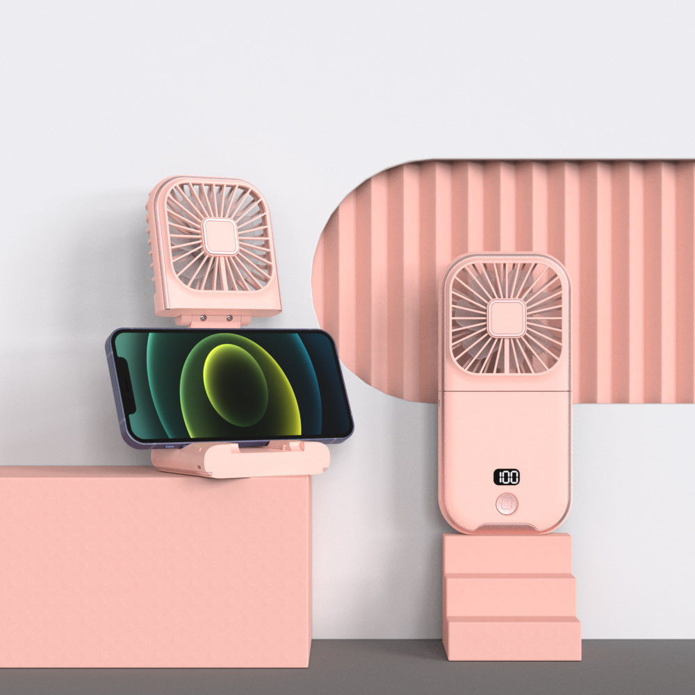 2026 cross-border desktop foldable mini fan, handheld usb high-velocity outdoor power bank neck fan - japanese & korean style