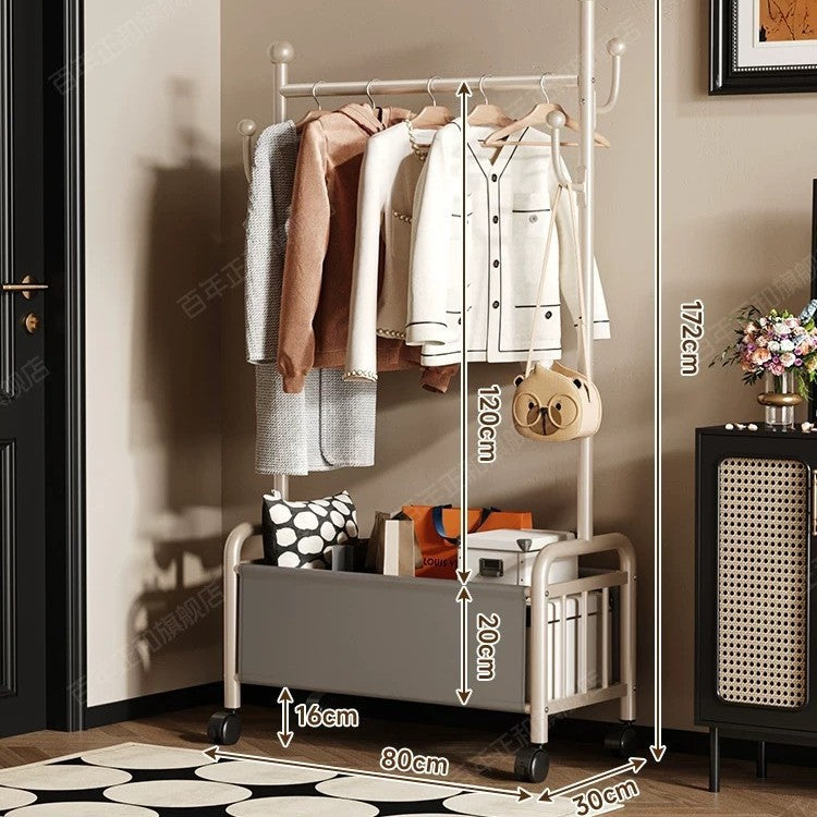 Popular floor-to-ceiling drying rack, multi-functional clothes hanging rod, indoor bedroom removable storage bedside coat rack