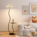 French cream style curved floor lamp with shelf - perfect for living room, bedroom, sofa side, coffee table - artistic retro ambient lighting