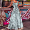 Custom  foreign trade european and american women's clothing new commuter camisole maxi dress - elegant, stylish, printed, high-waisted dress