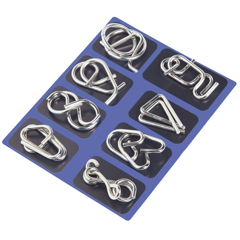 Nine-link series unlock ring unlock full set of intelligence buckle 8-piece ABC metal puzzle intelligence buckle