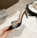 Wo huizhou city 2026 summer women's rhinestone high heel slippers pointed toe stiletto fashion european and american style light luxury