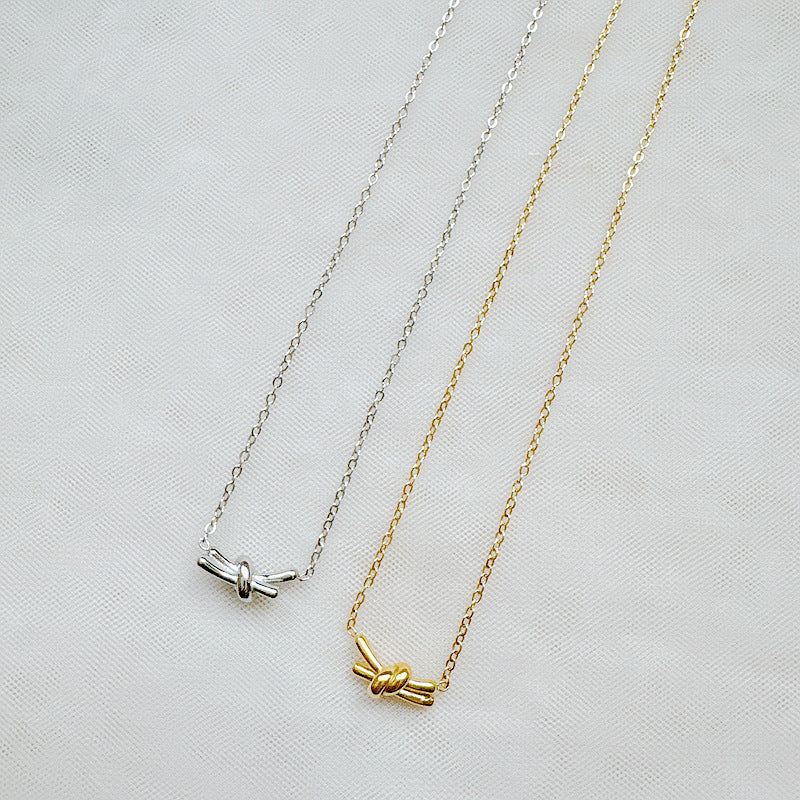 【all-titanium steel, shower-friendly】european & american minimalist style knotted irregular clavicle chain - new for 2025