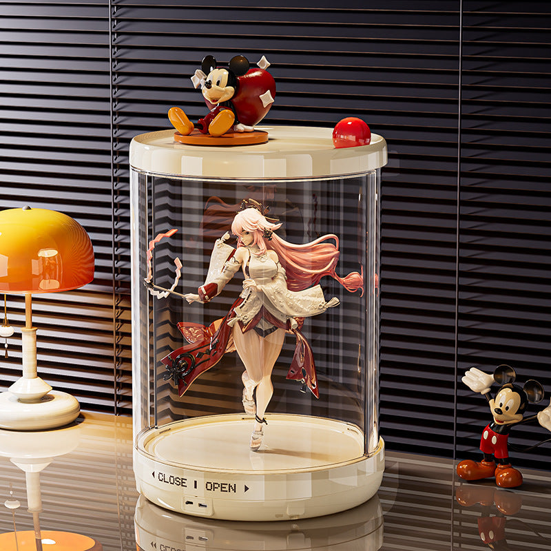 Rotating blind box display box labubu figure collection box dustproof transparent vinyl doll rabub display cabinet