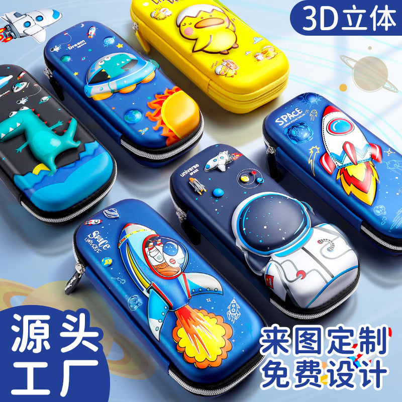 EVA pencil bag custom cartoon double-layer 3D three-dimensional multi-functional primary and secondary school student stationery box large-capacity pencil bag wholesale