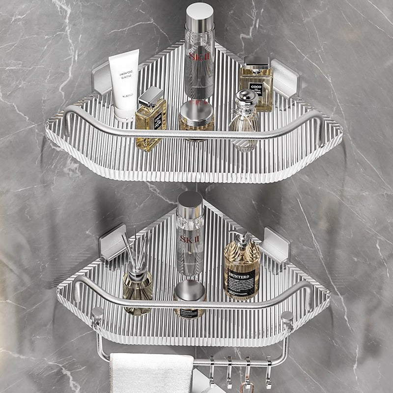 Acrylic bathroom corner shelf - no drilling required, wall-mounted organizer for washroom, shower, and corner storage
