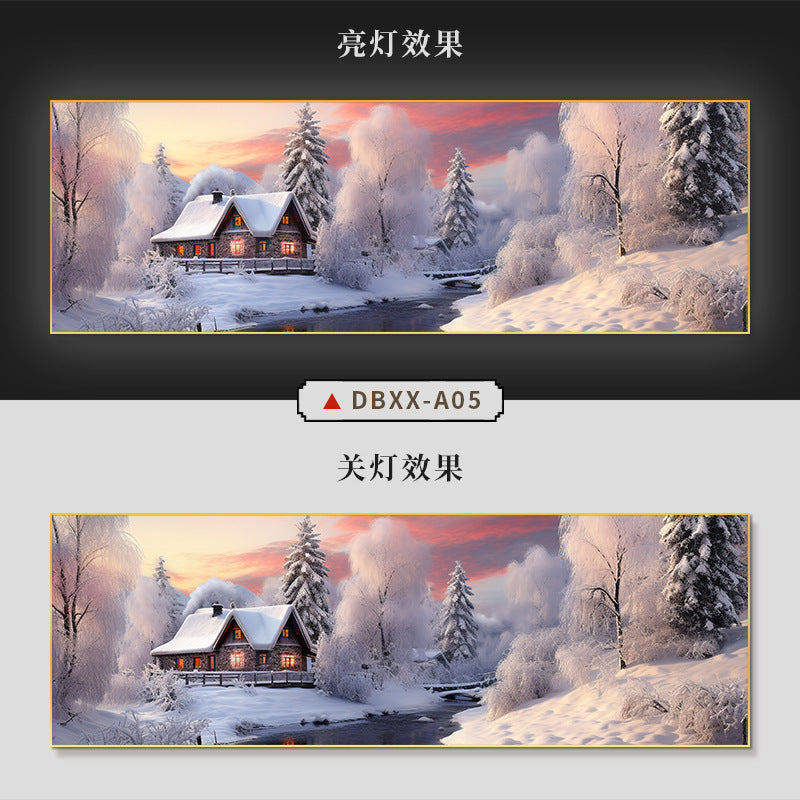 Farmyard Northeast Snow Scene Decorative Painting Rural Folk Scenery Wall Painting Iron Pot Stew Restaurant Light Box Hotel Hanging Painting
