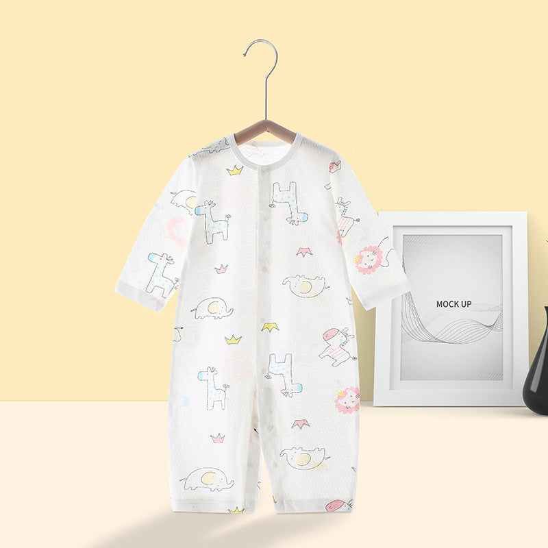 Newborn long-sleeve romper, baby pure cotton pajamas, air conditioning suit, infant lightweight breathable onesie, crawling suit, summer outfit