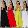 C7735 cross-border    new women's summer vacation style pleated wide-leg jumpsuit