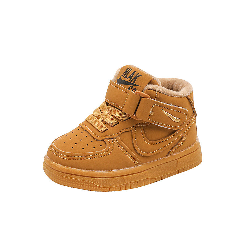 Autumn winter ermiangkids sneakers boys high-top sneakers girls white shoes k-style children's basketball shoes cotton shoes