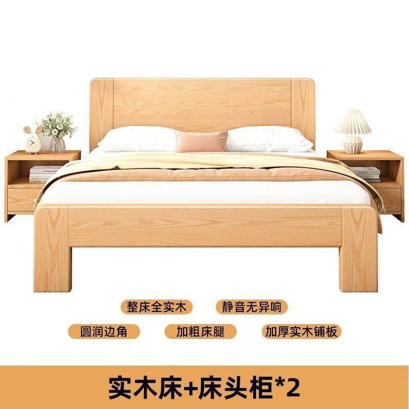 Double bed 1.8x 2m bed single bed 1.5mfor home solid wood bed 1.2m rental house bed log style low box