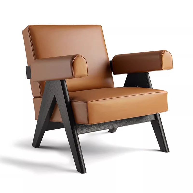 Solid wood ash fabric single sofa casual armchair balcony accessible luxury creative lounge chair tofu block sofa