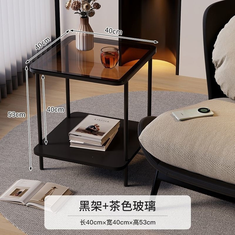 Small apartment simple accessible luxury coffee table bedside table square corner table metal frame small side table sofa side small table