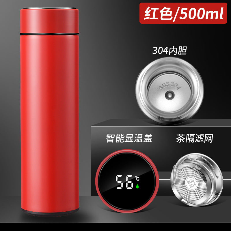 Digital display 316 stainless steel thermos - smart temperature monitoring, straight cup design, business gift, promotional water bottle with custom logo