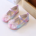 Gradient glitter girls' princess shoes - spring/autumn soft sole baby flats with pearl butterfly bow - children's crystal dress shoes