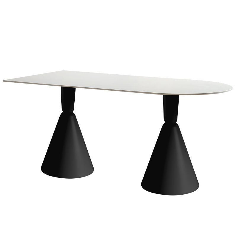 Luxury modern minimalist small apartment home oval dining table french cream style sintered stone dining table and chair set