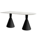 Luxury modern minimalist small apartment home oval dining table french cream style sintered stone dining table and chair set