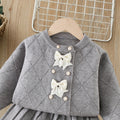 Girls' knit sweater set -  autumn/winter collection: chanel-inspired jacquard double-breasted cardigan & premium knit midi skirt two-piece set
