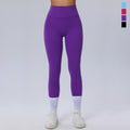 Fashion nude high waist yoga pants women's no embarrassment line high elastic sports tights peach butt lifting fitness pants