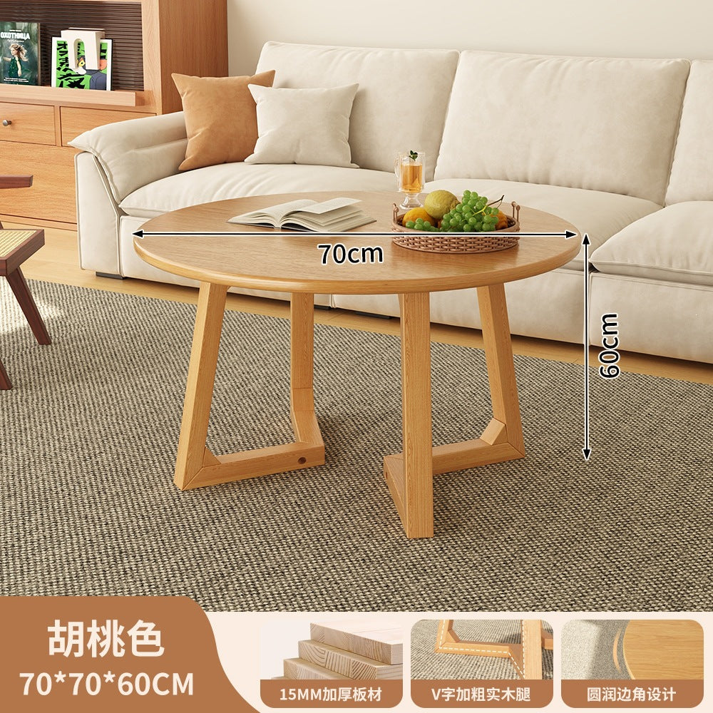 Japanese style solid wood living room coffee table small apartment insfor home log style round side table casual dining tea table
