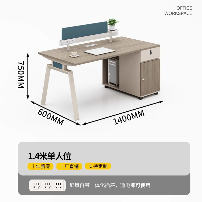 Executive office desk and chair set - modern minimalist furniture - four-seat workstation - office desk