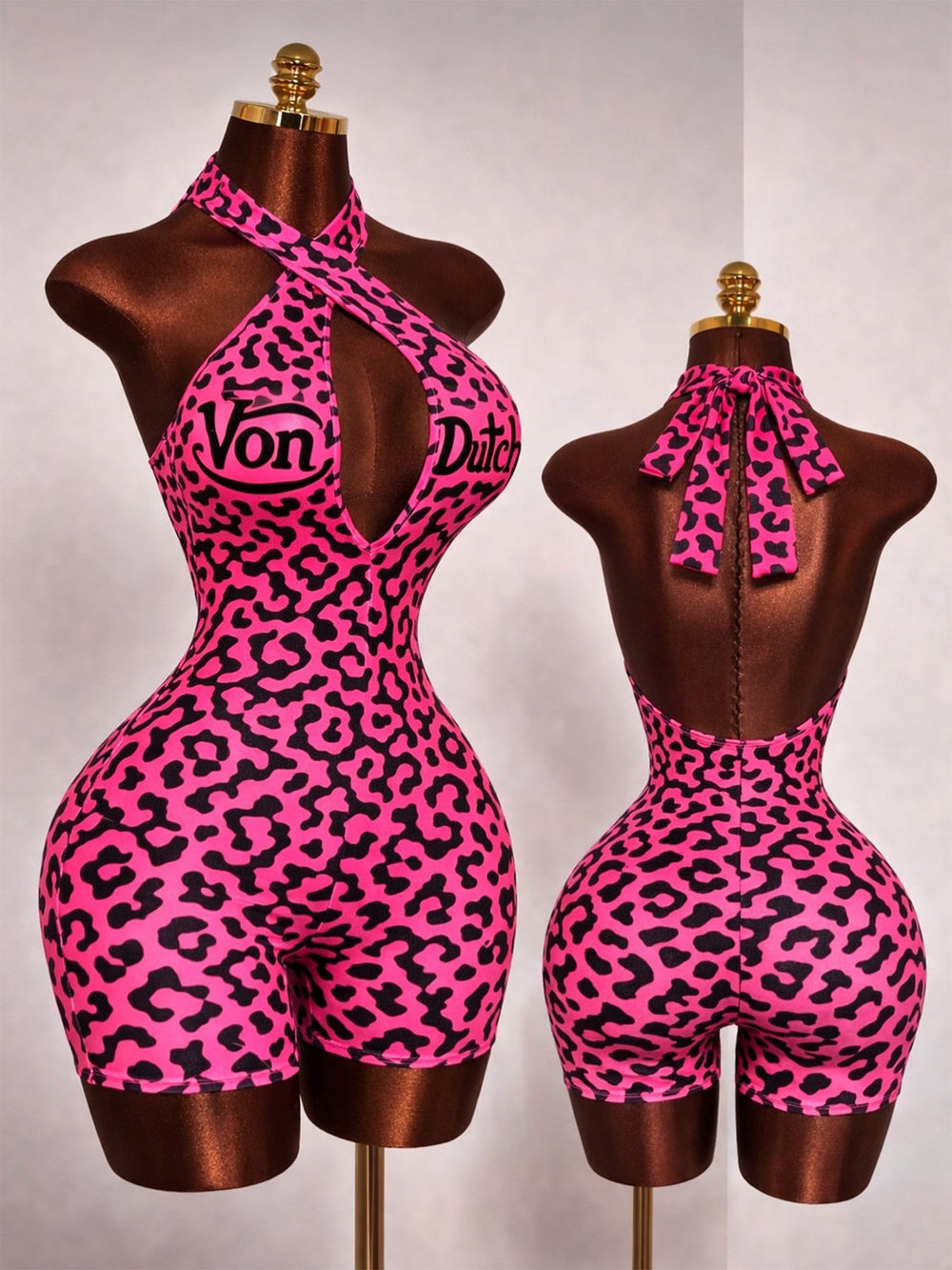 Hr26105 european and american fashion women's criss-cross halter deep v backless romper with letter print